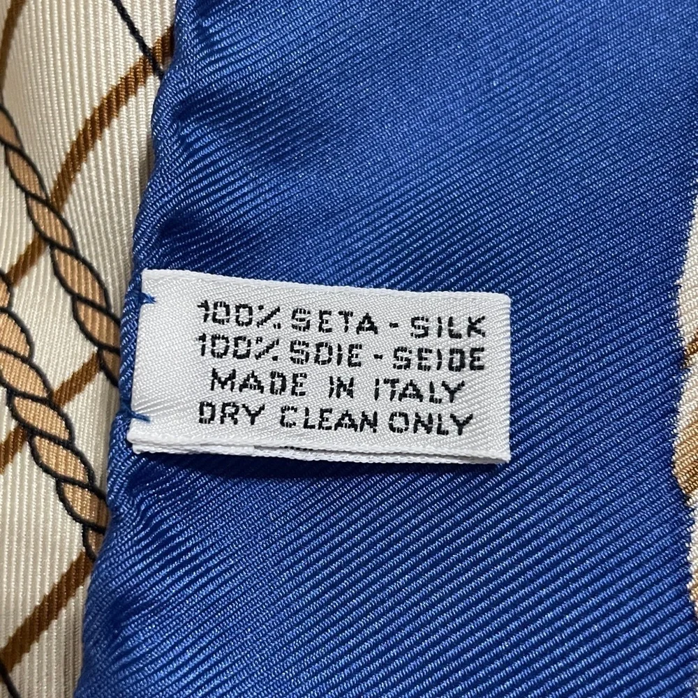 Louis Vuitton Silk Scarf with Nautical Motif in Blue and Cream